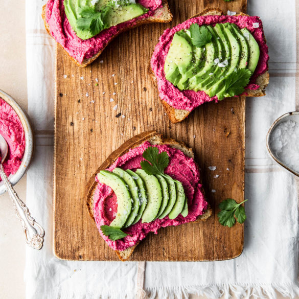 The Best Avocado Beet Hummus Toast photography