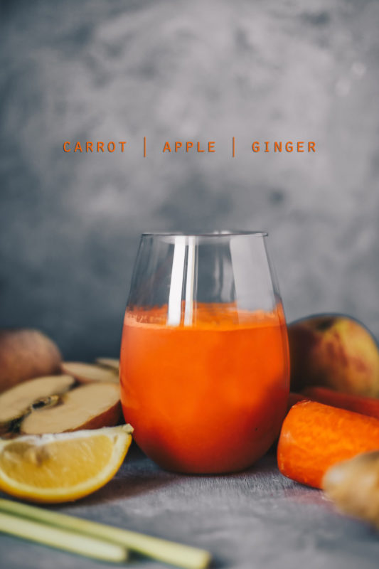 CARROT APPLE AND GINGER JUICE cold press