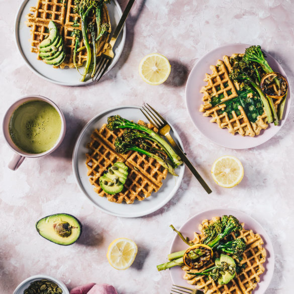 sweet potato waffles food photography