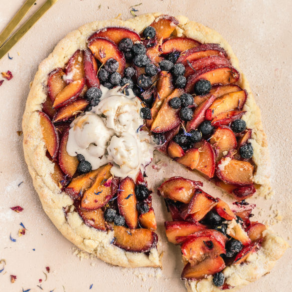 paleo plum and blueberry galette
