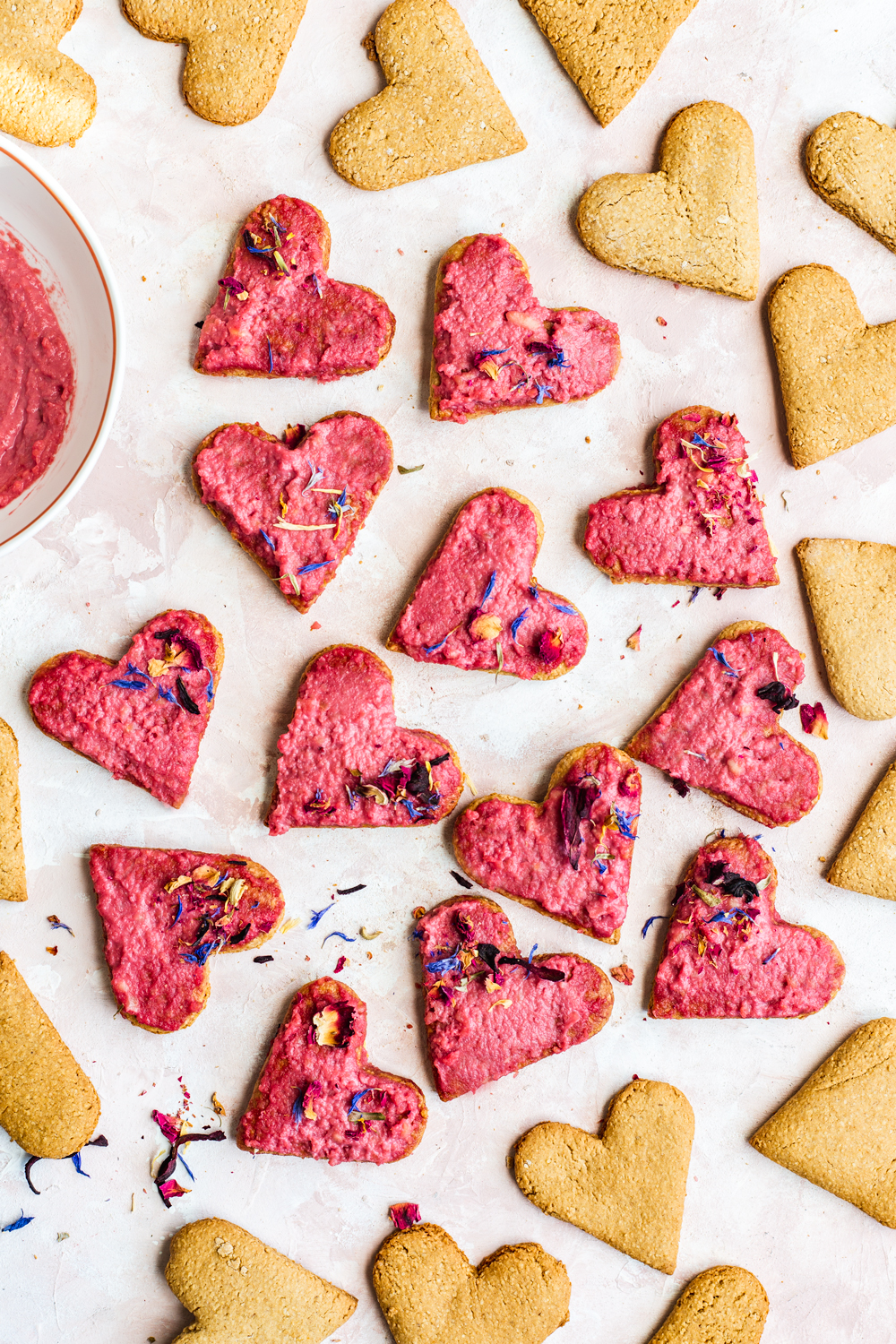 oatmeal-sugar-cookies-hearts Healthy Oatmeal Flour Sugar Cookies with Beet Cashew Frosting