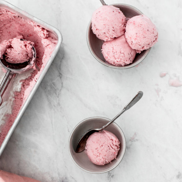 Homemade vegan strawberry ice cream