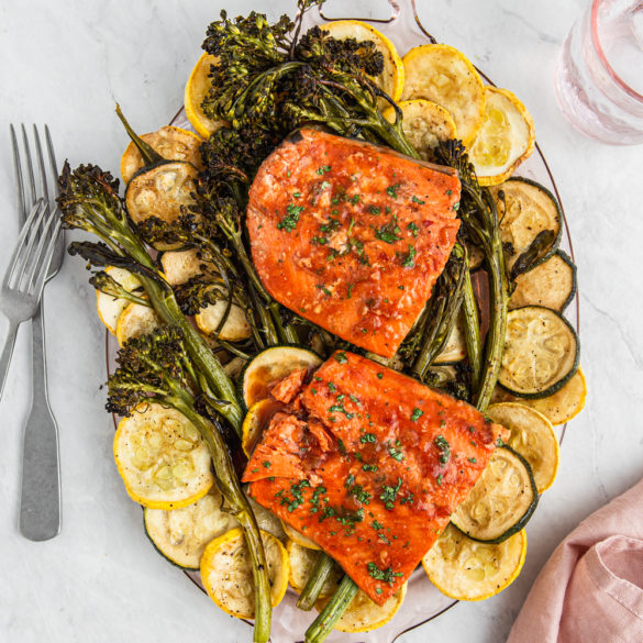roasted vegetables with salmon