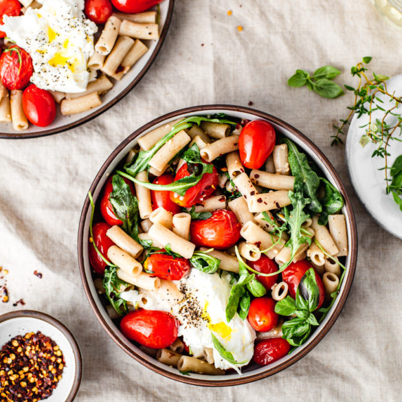 cherry tomato pasta bowls food photography