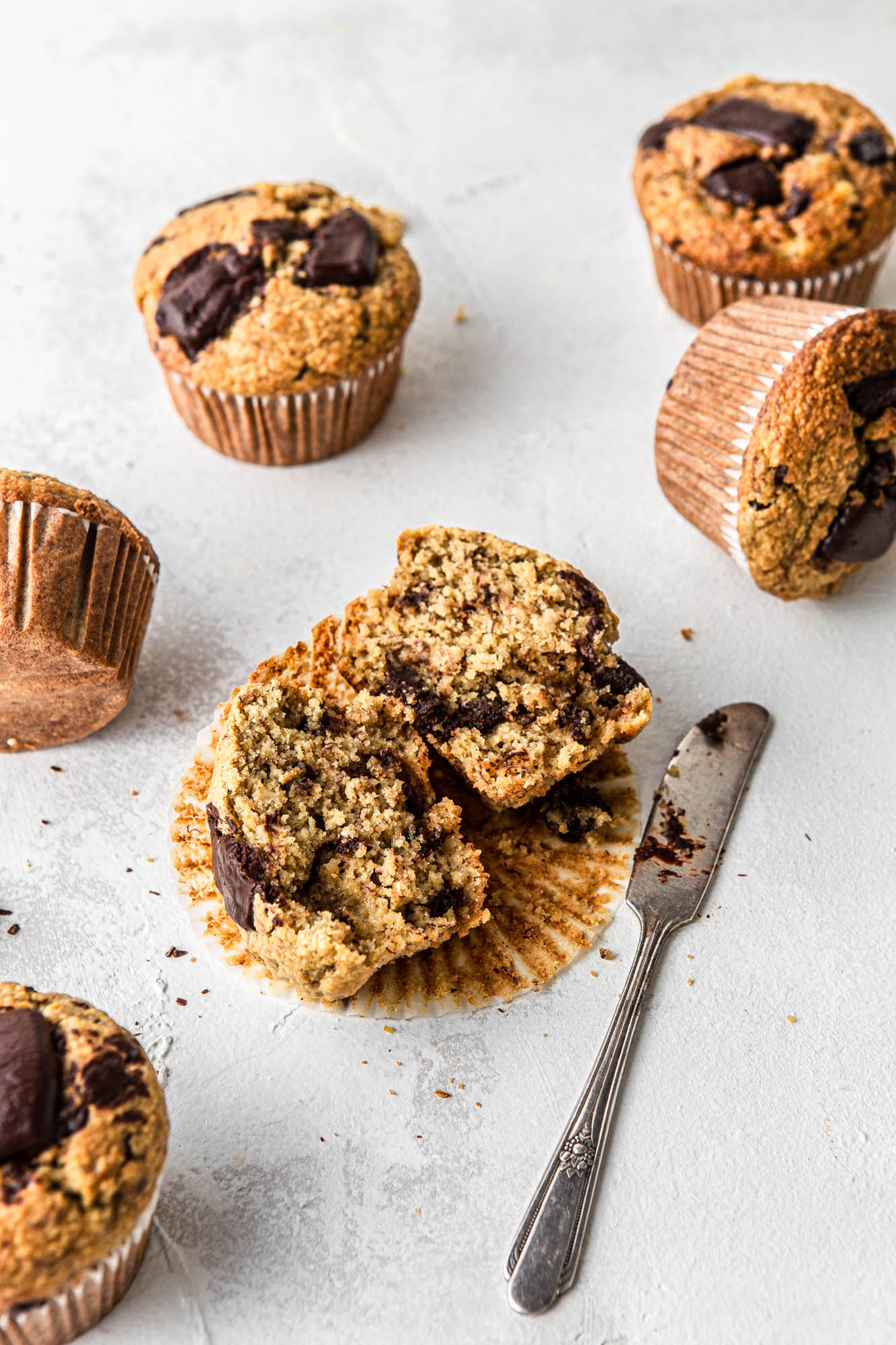 healthy banana oatmeal muffins|natteats.com Healthy Banana Oatmeal Muffins with chocolate chunks photography