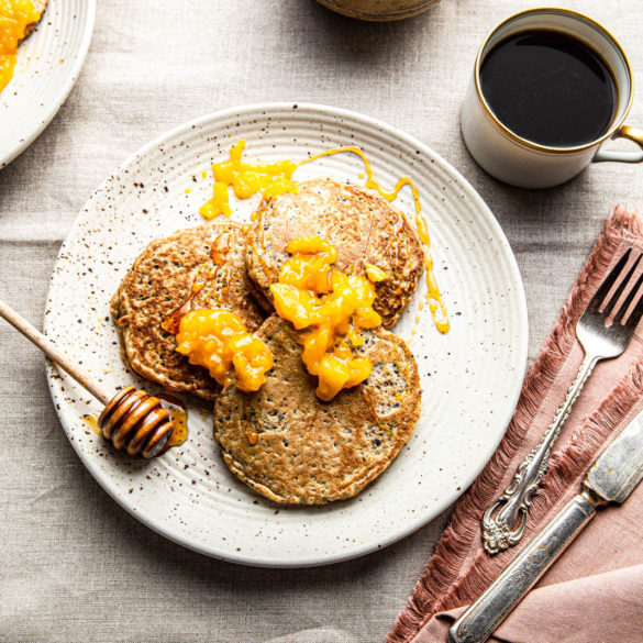 Cooked Quinoa Pancakes with Mango Compote | natteats