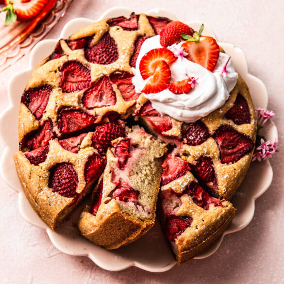 Healthy Fresh Strawberry Cake with Coconut Whipped Cream natteats