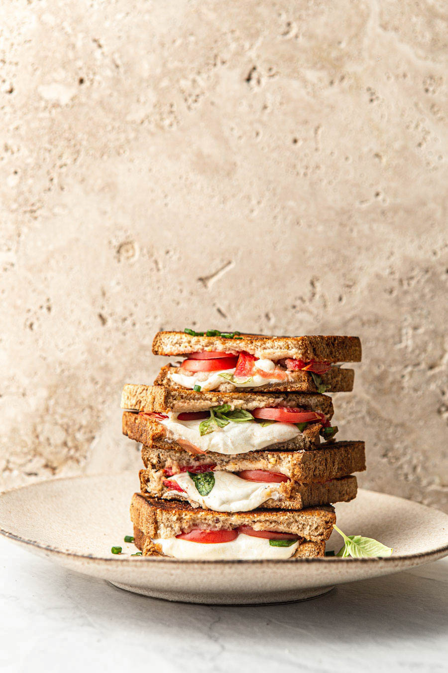 Caprese Grilled Cheese Sandwich (gluten-free) food photography