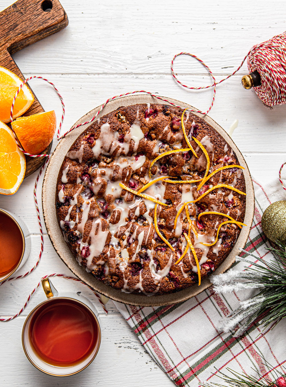  Cranberry Orange Cake with Orange Glaze christmas food styling