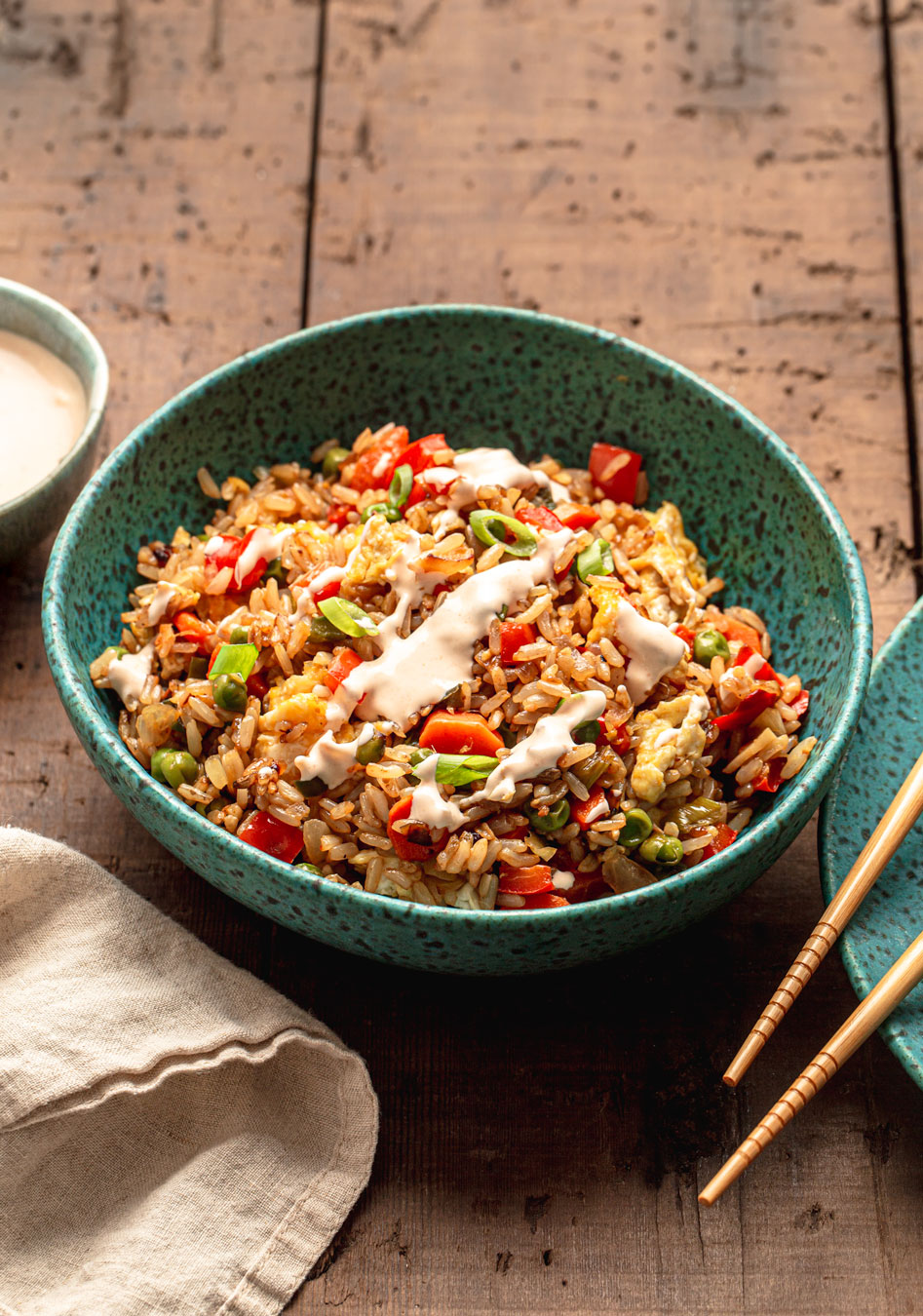 Healthy Vegetable Fried Rice with Yum Yum Sauce