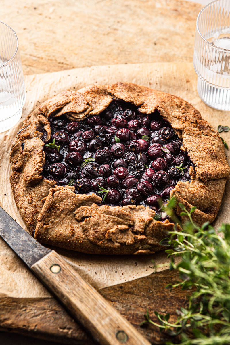 rustic galette with blueberries photography