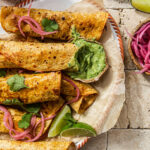 baked spicy chicken taquitos with avocado dip sauce natteats