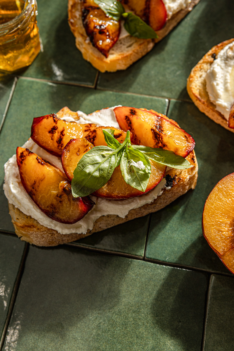 crostini with Whipped Goat Cheese and Grilled Apricots