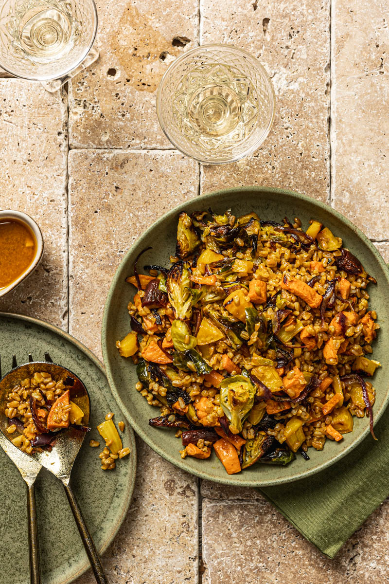 Warm Farro Salad with Roasted Vegetables