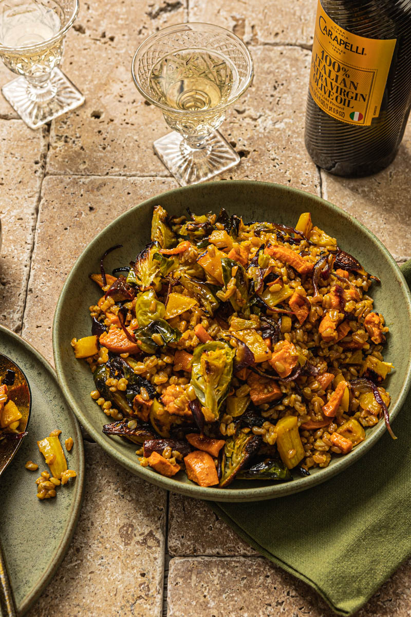Warm Farro Salad with Roasted Vegetables