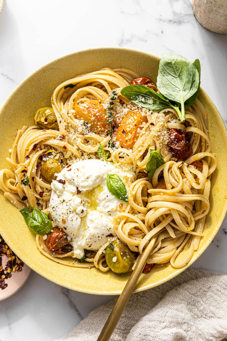Burst Tomato Burrata Pasta NattEats